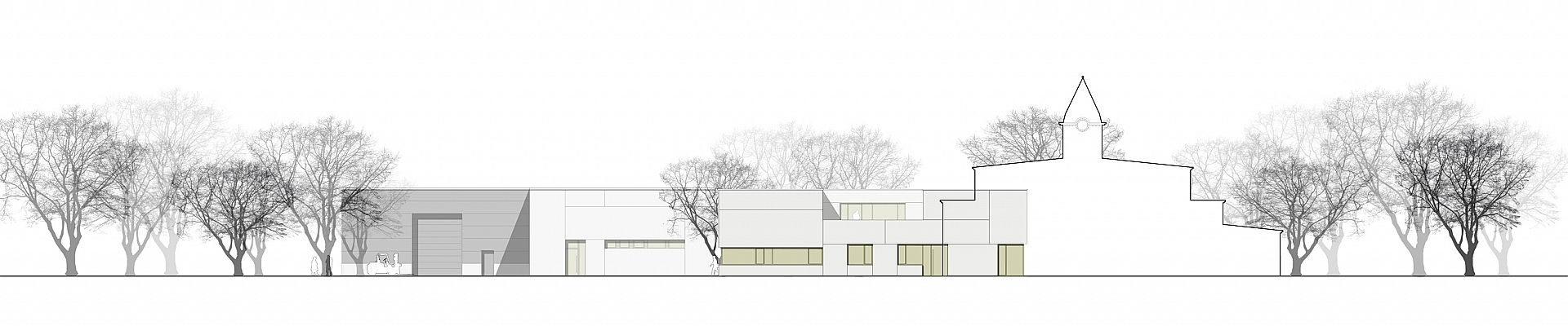 Architektur, Isopaneel, Reglitglas, Bauglas, Sichtbeton, Thermowand, Doppelwand, Design, Pfosten-Riegel Konstruktion, Auszeichnung, Recklinghausen, Münster, elevation, Marcel Müller, Boris Lehmann, e.a+d, Tillmann Tiefbau, Beton, Steinteppich, Ansicht, Zeichnung
